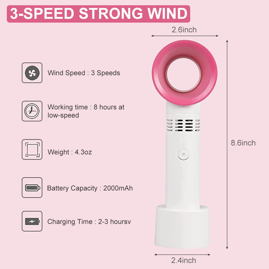 ZORBES Mini Portable Fan, 3 Speed Personal Small Fan for Desk Fan with Base, Handheld Fan Pocket Fan Mini Fan Desktop Fan Cool Wind USB Fan Rechargeable Hand Fan for Women Makeup Indoor Outdoor Travel Office