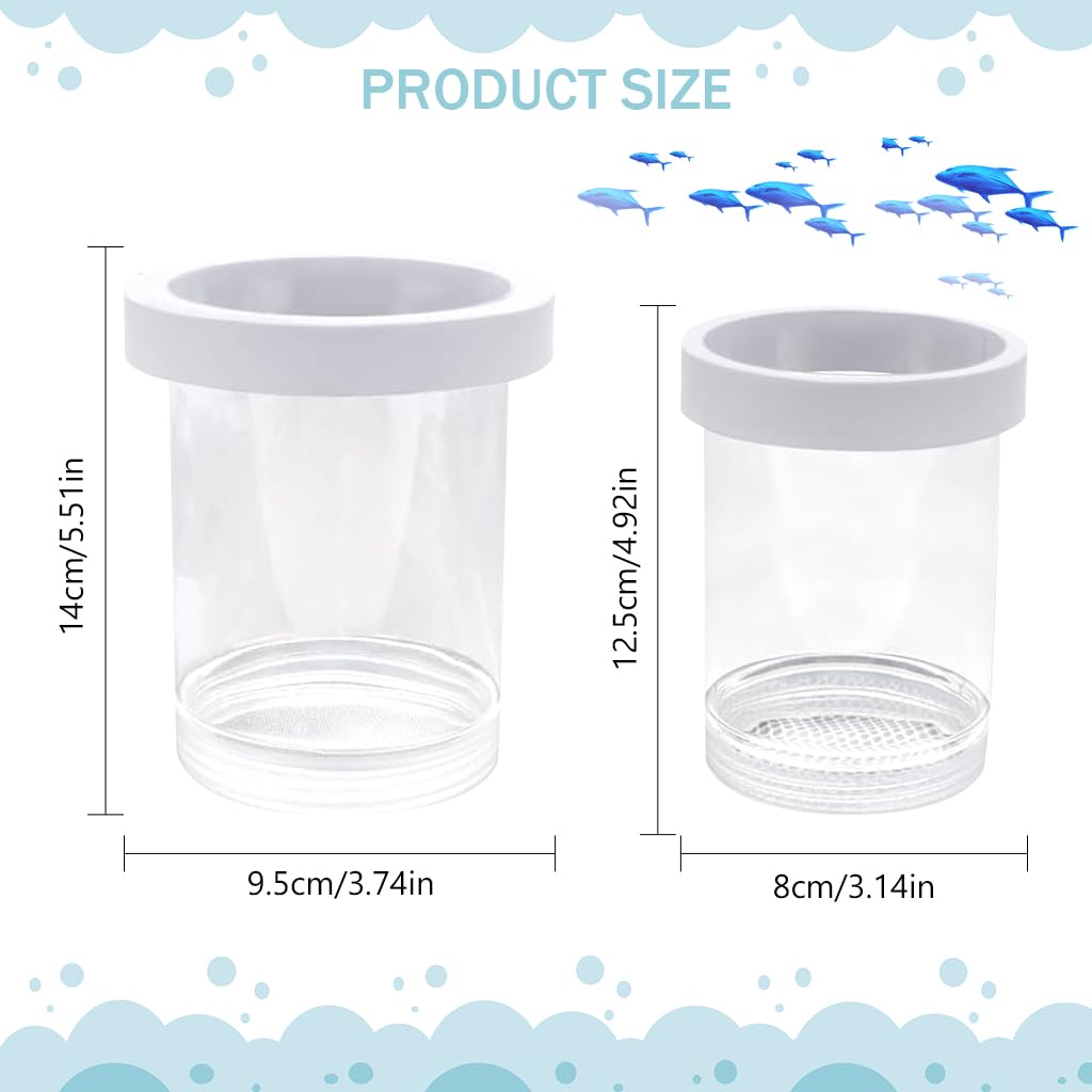 Qpets 2 Sizes Aquarium Betta Fish Breeding Boxes, Modular Incubator Boxes In-Tank Floating Breeding Box Anti-escape PET Plastic Fish Breeding Box with Mesh Screen