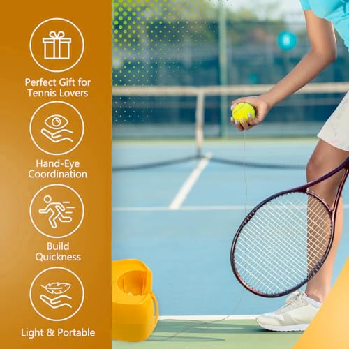Proberos Tennis Training Rebound Ball, 18.5 Ft Retractable Pull Rope, Easy to Carry, Starters Solo Training Outdoor Sport Tennis Training Kit for Teens, Adults