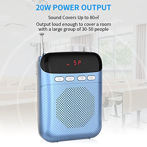 ZORBES USB Speaker Voice Amplifier for Teachers, 20W Voice Amplifier Microphone Headset Set with Belt, 2000mAh Long Work Duration, Support TF Card/AUX/FM for Tour Guide