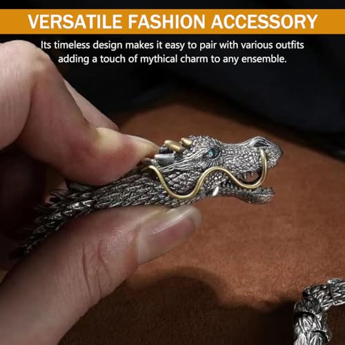 SANNIDHI Men's Bracelet Zodiac Dragon Bracelet 7.87 inches Heavy Duty Metal Dragon Bracelet Game of Throne Bracelet House of The Dragon Merchandise Bracelet Gift Bracelet for Fans
