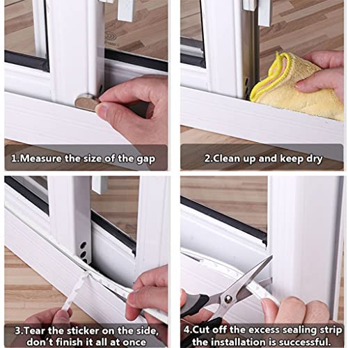HASTHIP® Wood 10 Meters Door Sealing Strip Bottom Soundproof Window Windproof Dustproof Self Adhesive Sliding Seal White 3PCS