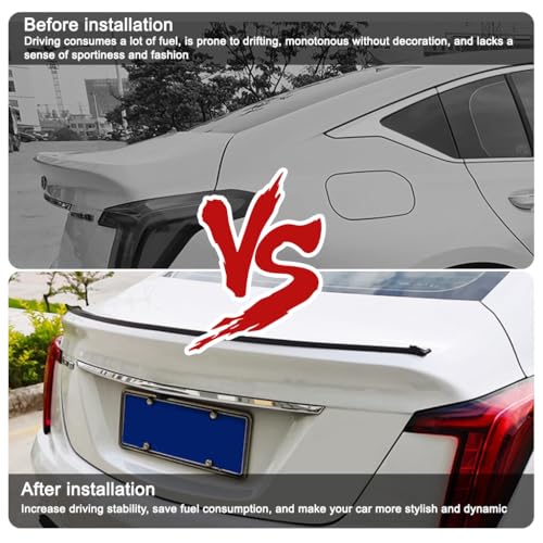 STHIRA® 4.5CM Upgrade 1.5m/4.92ft Universal Matte Black Trunk Spoiler Lip Kit, Car Rubber Strip Bar Spoiler
