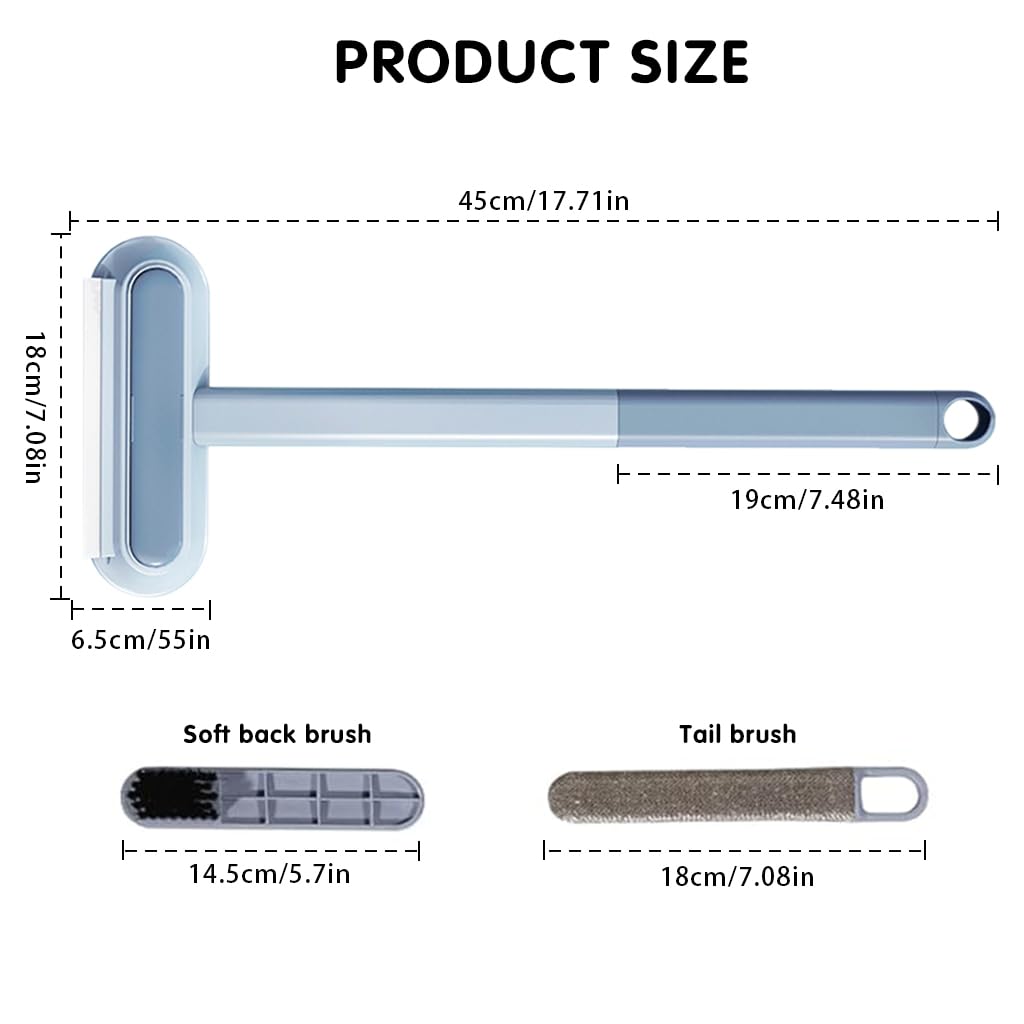 Qpets Cat Brush Dog Comb, 3 In 1 Pet Hair Remover Brush with 2 Intergrated Cleaning Brushes, Reusable Long Handle Pet Brush Dust Cleaning Roller for Sofa, Carpet, Couch, Bed Sheet