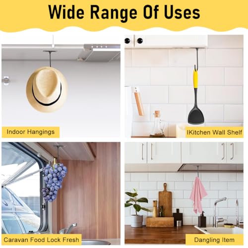 HASTHIP J-Shaped Banana Hook Under Cabinet Hanger, Multi Purpose Wall Hook 360 Degree Rotating Banana Hook Saves Countertop Space Pre-drilled Screw Holes