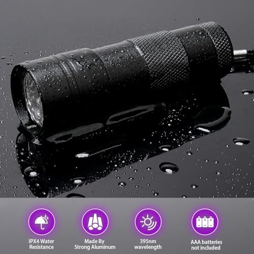 Qpets® 395NM UV Light Torch 12 LEDs UV Portable Flashlight Jade Appraisal Light Detector Lamp Also Used for Leak Pet Urine Bed Bug Scorpion Hotel Inspection Dry Stain X3