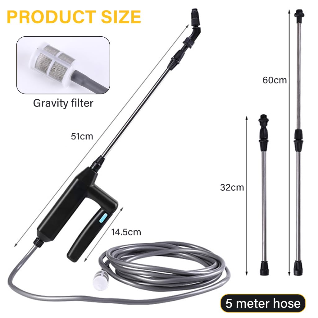 HASTHIP® USB Water Sprayer with 3 Nozzles 2400mAh Mist Lightweight Garden Sprayer 16.4ft Pipe Long Nozzle for Irrigation Gardening Watering Agriculture 3 PCS