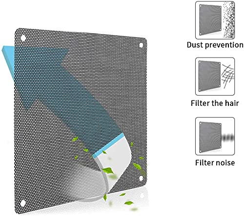 HASTHIP 5pcs 12cm PC Fan Dust Filter Black Square PC Computer Mesh Dustproof Case Cover Fan Dust Filter Cooler with 20 Screws (12cm)