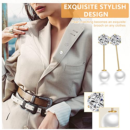 SANNIDHI 17 Pieces Pearl Brooch Pins Sweater Shawl Clips Faux Pearl Rhinestones Collar Safety Pin for Women Girls Clothing Dresses Saree Brooch for Women Heavy Duty Alloy Brooch