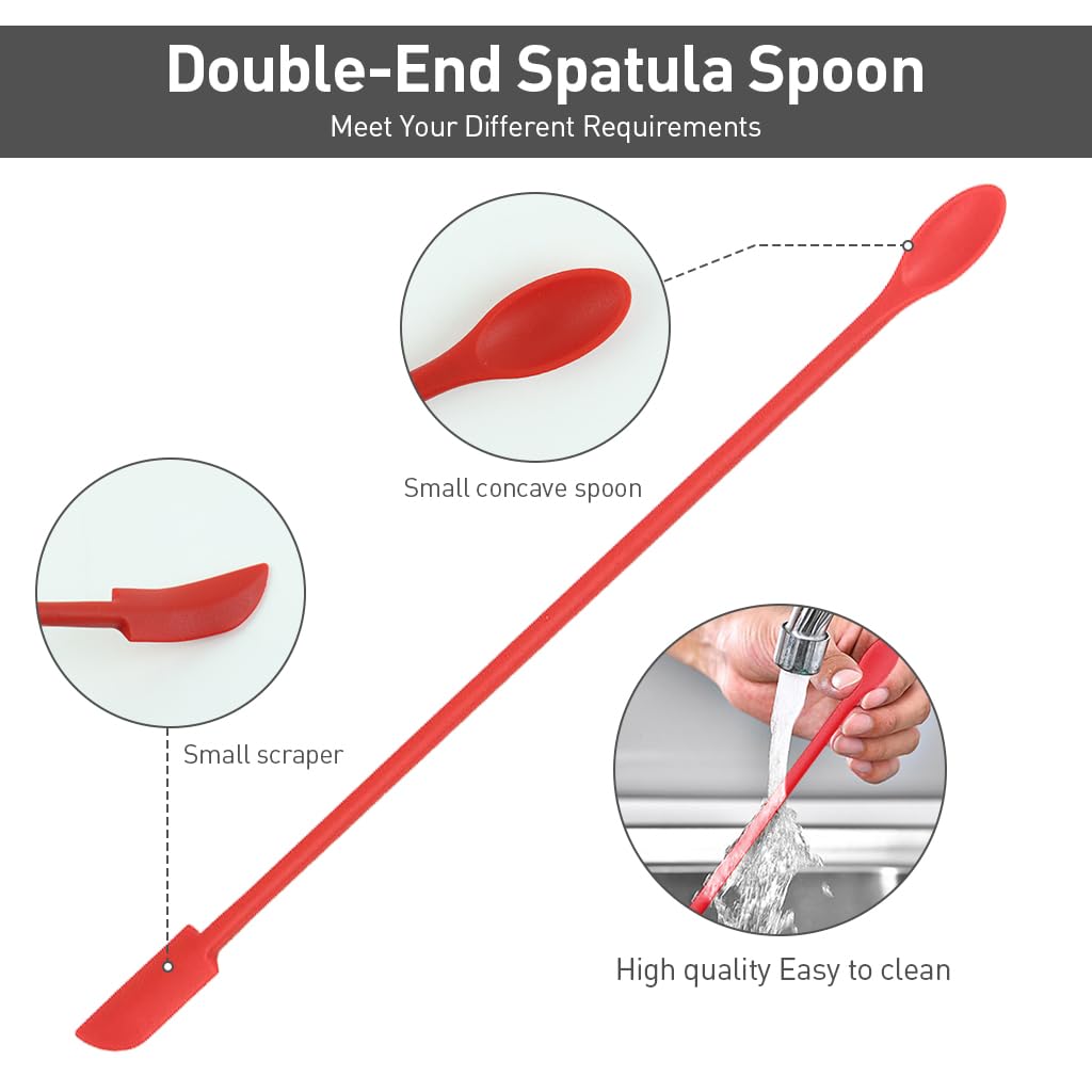 HASTHIP 3Pcs Silicone Spatulas 3 Sizes Dual Ends Silicone Makeup Scoop Spatulas Food Grade Silicone Spatulas for Food Jar, Makeups, Lotion Jar