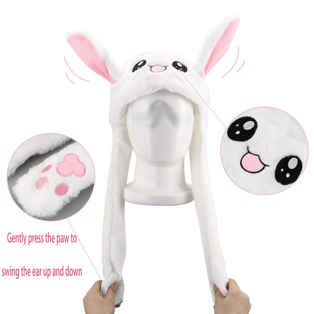PATPAT Glowing Cute Plush Bunny Cap, Rabbit Hat with Moving Ear Bunny Hat Cap for Kids,Birthday Gift