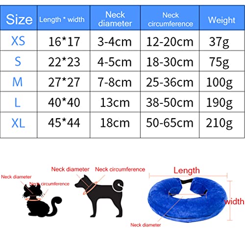 Qpets® Inflatable E Collar with Soft Cotton Cover Velcro Strap Adjustable Size After Surgery Anti-Licking Cone for Cat Dog L 38-50cm 3PCS