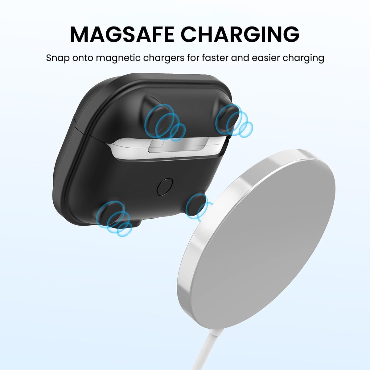 ZORBES Silicone Charging Case Cover for AirPods Pro 2 Magnetic Silicone Charging Case Cover Supports MagSafe Wireless Charger Anti-scratch Protective Silicone Case Cover for AirPods Pro 2