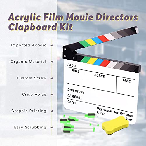 HASTHIP® 24 x 30cm Clap Board with Markers and Erasers for Movie Directors 2 PCS