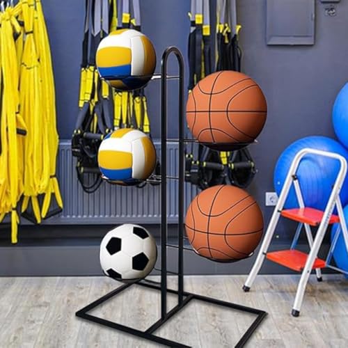 Proberos Basketball Storage Rack, Multi Ball Storage Rack Basketball Holder 25.3 Inches Metal Straight Standalone Ball Storage Organizer Rack for Basketball Football