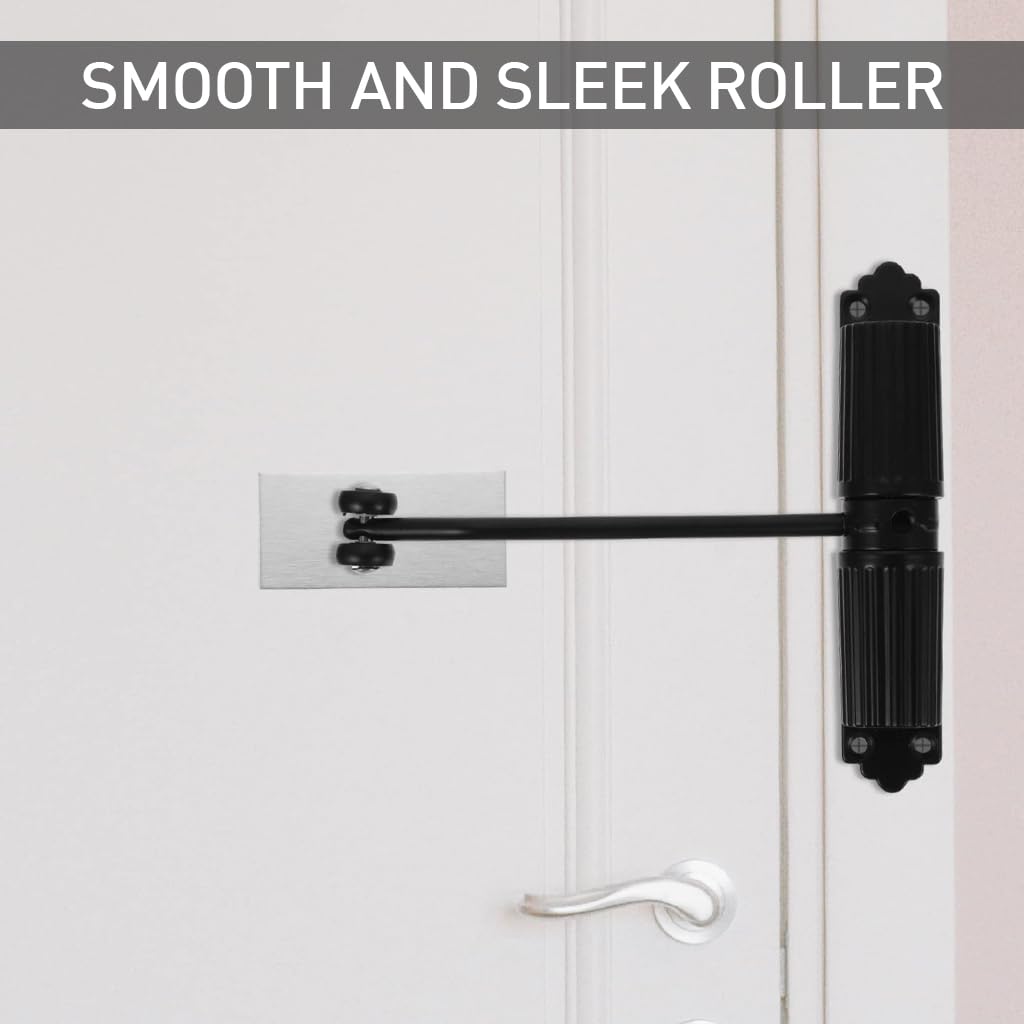 HASTHIP Zinc Alloy Door Closer, Automatic Safety Spring Door Closer, Adjustable Closing Door Hinge, Quiet Door Closer for Wooden Door, Metal Door, Security Door, Weight Up to 60 Kgs (Black)