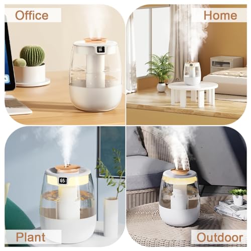 HANNEA® Humidifier 1.3L Cool Mist Humidifier for Room & Babies & Home & Office 20dB Silent Home Humidifier Night Mode Humidity Display Adjustable Fog Size