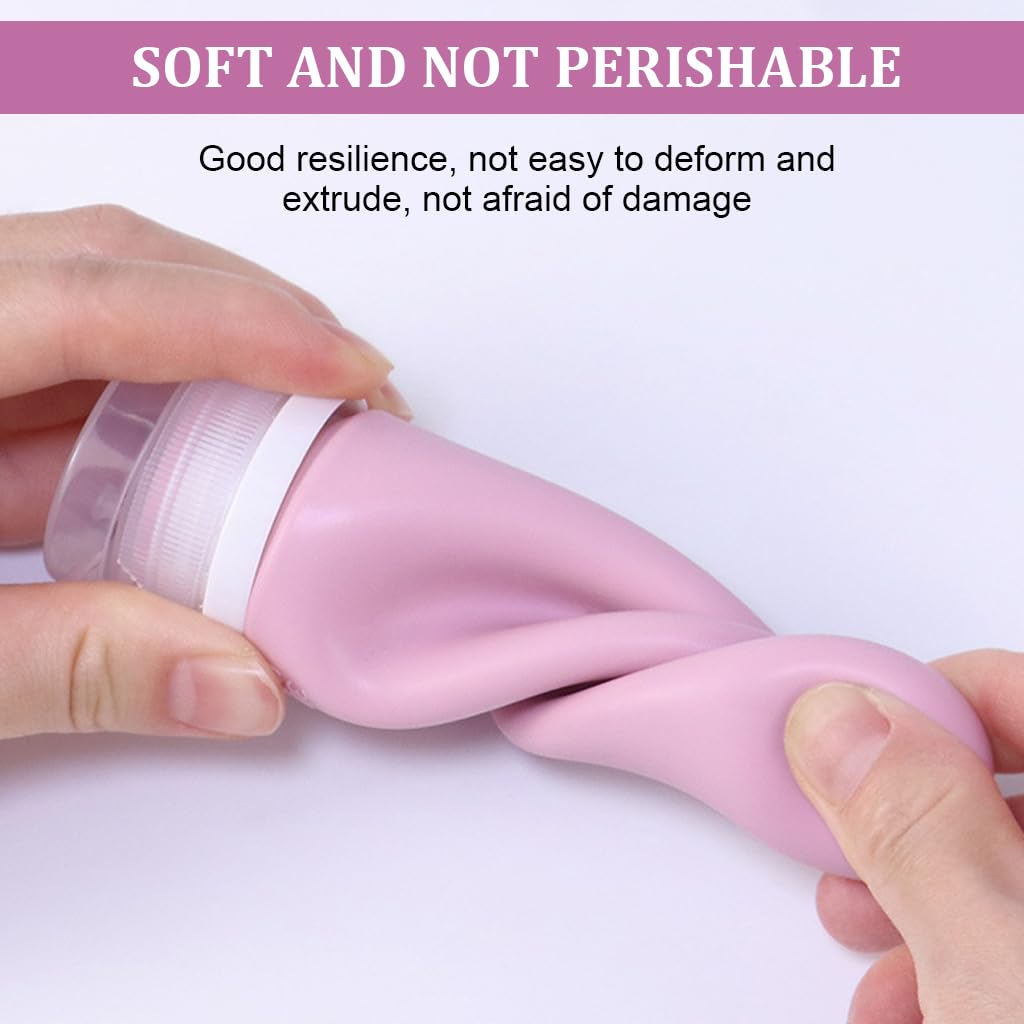 MAYCREATE 3pcs Silicone Travel Bottles for Toiletries, 90ml Travel Toiletry Bottles, Soft Squeeze Travel Toiletries Bottle with Leakproof Lid, Refillable Lotion Dispenser Shampoo Bottle Kit