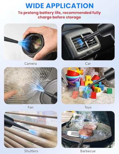 STHIRA® Electric Air Duster 2 In 1 Air Blower Air Pump with 5 Nozzles, 3-speed Air Duster with LED Light USB Cordless Handheld Compressed Air Blower for Car Dusting, Keyboard Maintenance