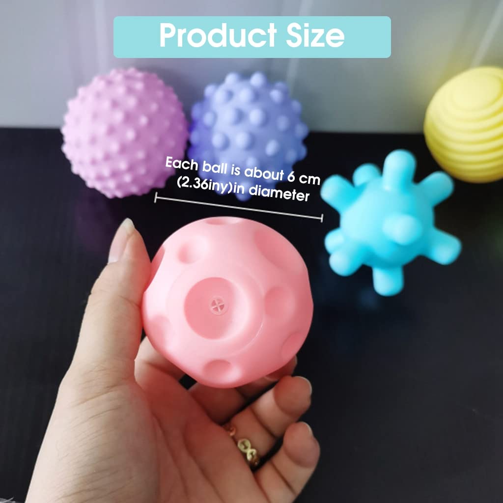 PATPAT Balls for Kids Squeeze Ball Toys 3 to 12 Months for Toddlers 1-3, Bath Toy Squeak Ball Toy Sensory Baby Toy for Kids, Sensory Ball for Babies, Soft Vinyl Ball Toy with Gift Box (6 Pack)