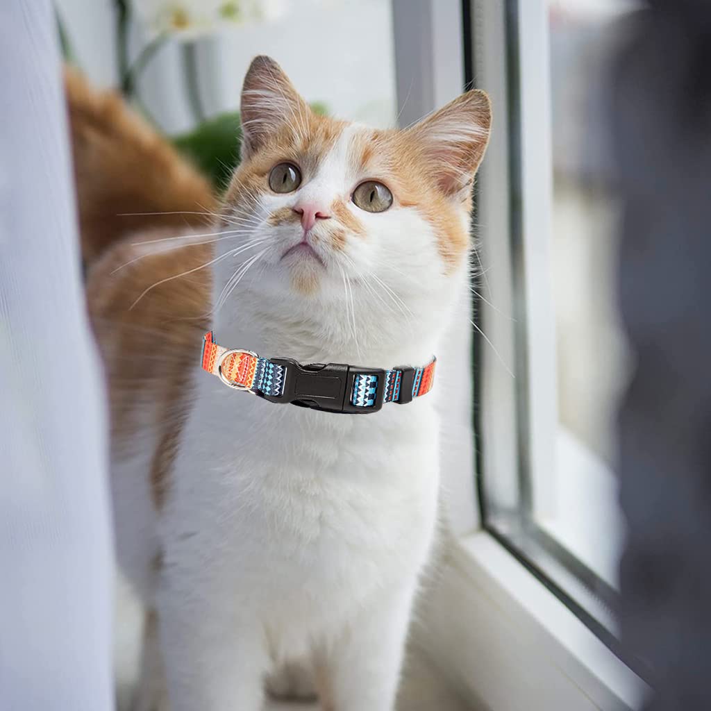Qpets Bohemia Style Dog Collar, Nylon Pet Collar for Dogs with Quick Release Buckle & D-Ring (L, 40-60CM)