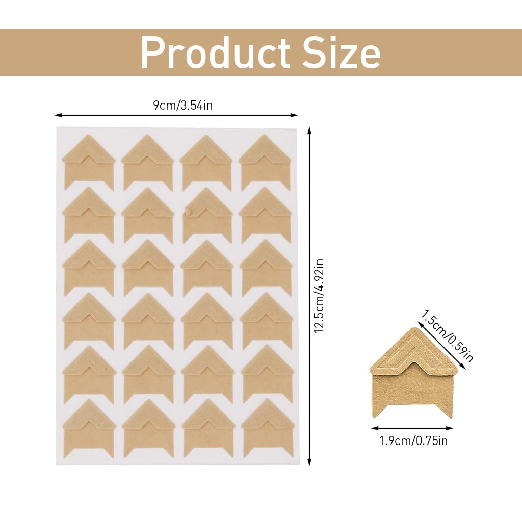 HASTHIP 240Pcs Photo Corner Stickers Photo Corner Paper Mounts Self Adhesive Beige Photo Corner Stickers Instant Camera Paper Corner Stickers for Scrapbooking Photo Album DIY Craft, 2x2 cm
