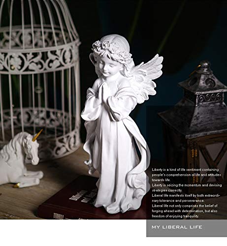 HASTHIP Praying Girl Angel Statue, Memorial Resin Wings Cherubs Sculpture for Decoration, Living Room, Shelf, Mantel, Home Decor Ornament, Perfect for Gifting, 3.54 * 7.48 Inches