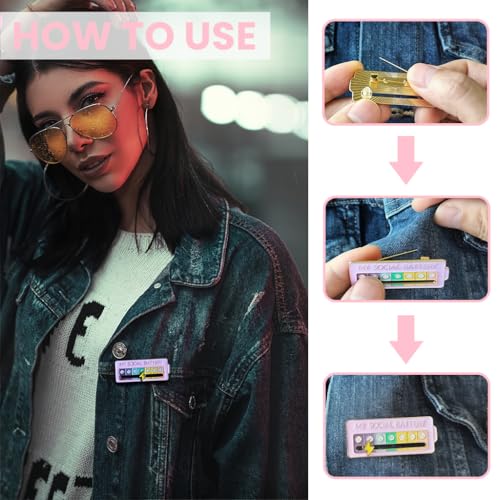 OFIFO® Social Battery Pins, My Social Battery Sliding Pins, 7 Moods to Choose from can Include All Your Moods-Multicolor