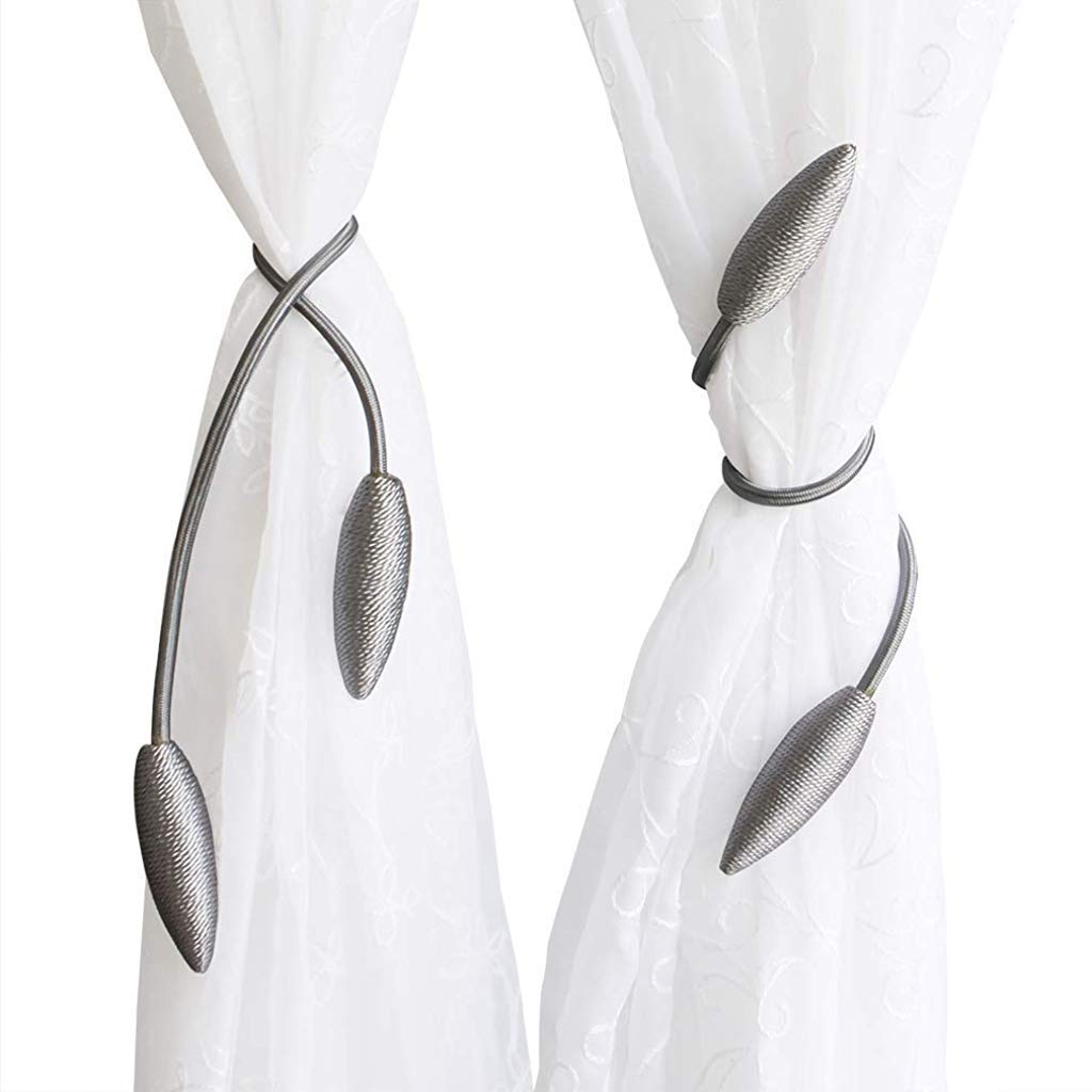Supvox Polyester Woven, Alloy Curtain Hooks, Free Size, Grey, 2 Pieces