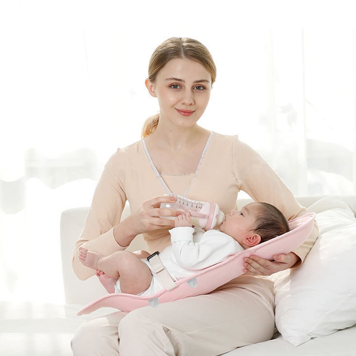 SNOWIE SOFT Baby Feeding Pillow for Mom Breastfeeding with Straps and Safty Belt, Ergonomic 45° Nursing Pillow, Travel Baby Carrier for Mom Baby Gifts