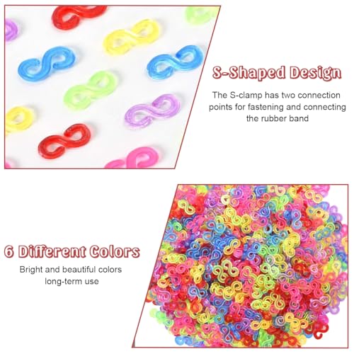 PATPAT 500 Pcs S Clips Rubber Bracelet Connector Hooks Boxed Kit for Loom Band Bracelet Making, Rubber Band Loom Kit, Great for Bracelet Making Kit, Educational Crafting for Kids & Adults