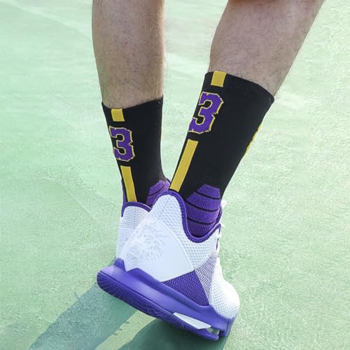 Proberos® 1 Pair Basketball Socks for Men Cotton Sports Sweat-Absorbing Breathable Badminton Soccer Running Comfortable Athletic Indoor Outdoor Training Football 3 PCS