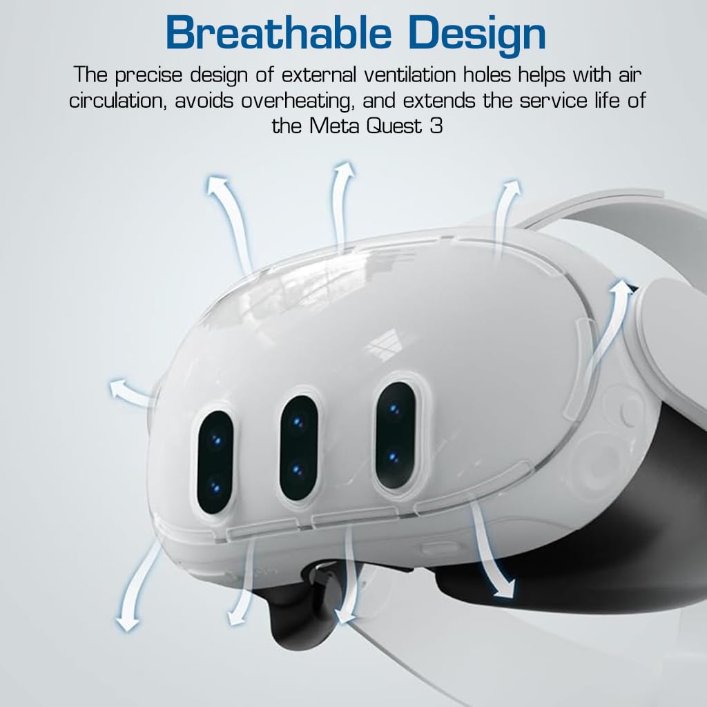ZORBES Protective Case for Meta Quest 3, Protective Shell Cover for Oculus Quest 3, VR Accessories for Meta Quest 3 Protective Shell Cover, Lens Cover, Tempered Film, Joystick Caps, No Meta Quest 3