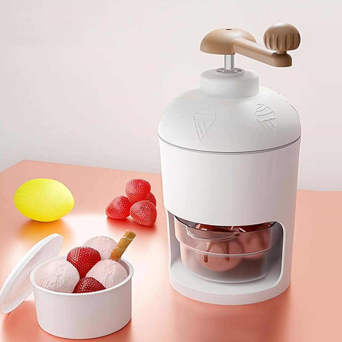 HASTHIP Ice Shaver, Hand-cranked Shaved Ice Machine Slushy Maker Machine, Protable Ice Crusher for Making Snow Cones, Manual Fruit Smoothie Ice Cream Machine Household (For Ice Cream)