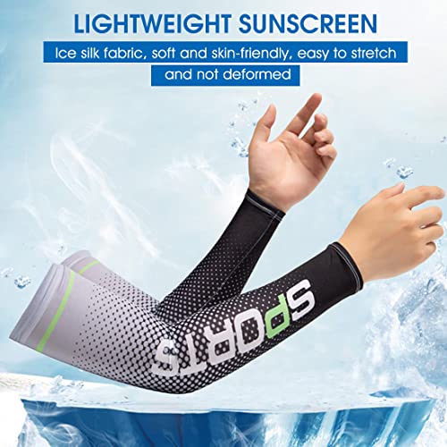 ZIBUYU® Sunlight Protection Arm Sleeves for Men and Women UPF 50 UV Bandana Combo for Cycling Basketball Football Golf Cricket Outdoor Sports Grey 3 PCS