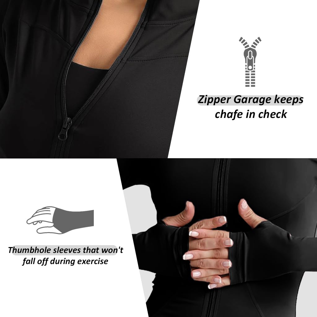 PALAY Gym Wear for Women Fashion Women Slim Fit Yoga Jacket Long Sleeve Zip-up Jacket Quick Dry Long Sleeve Top for Workout, Running, Yoga, XXXL