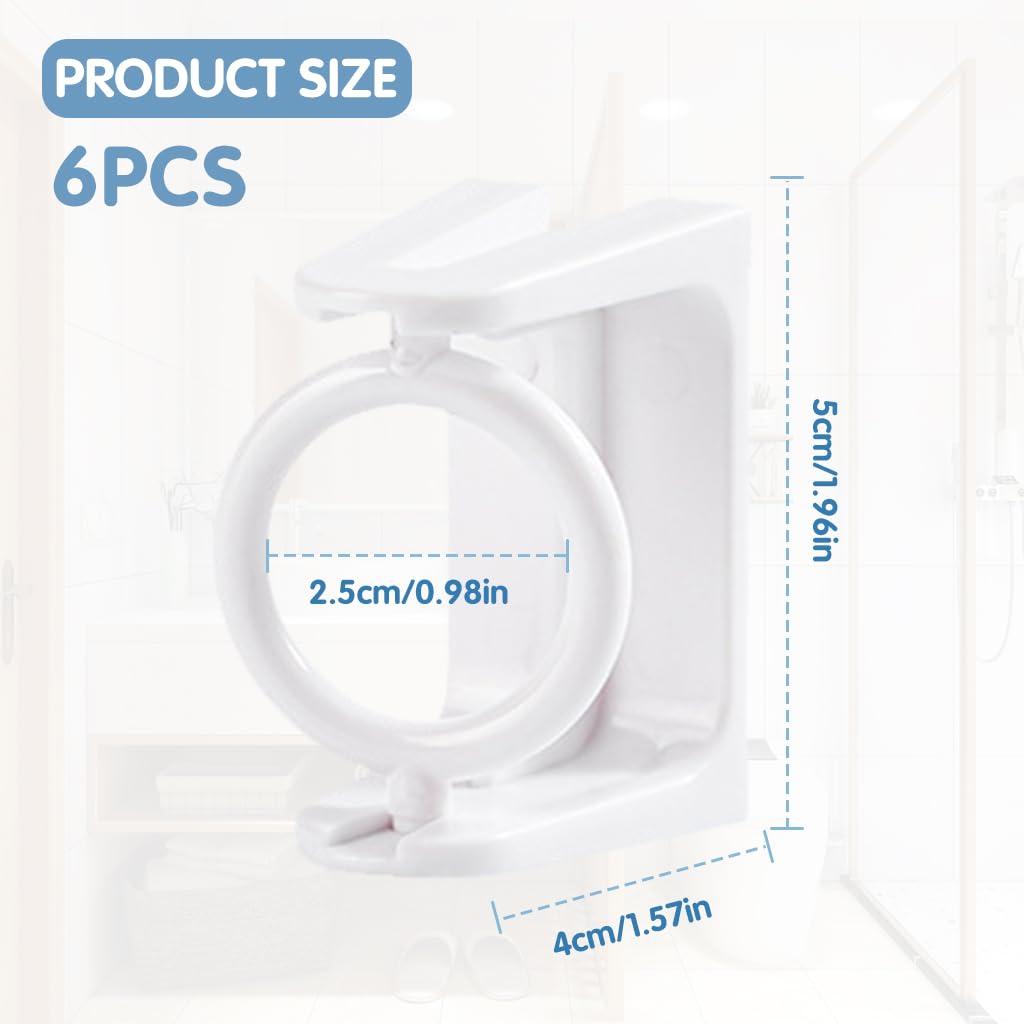 HASTHIP 6Pcs Round Hook Rotating Curtain Rod Bracket, Wall Mounted Rod Holder for Towel Bar Wardrobe Rod, Self Adhesive Rod Hanger for Shower Curtain Rod, Tier Curtains Rod, Tier Drape Rod