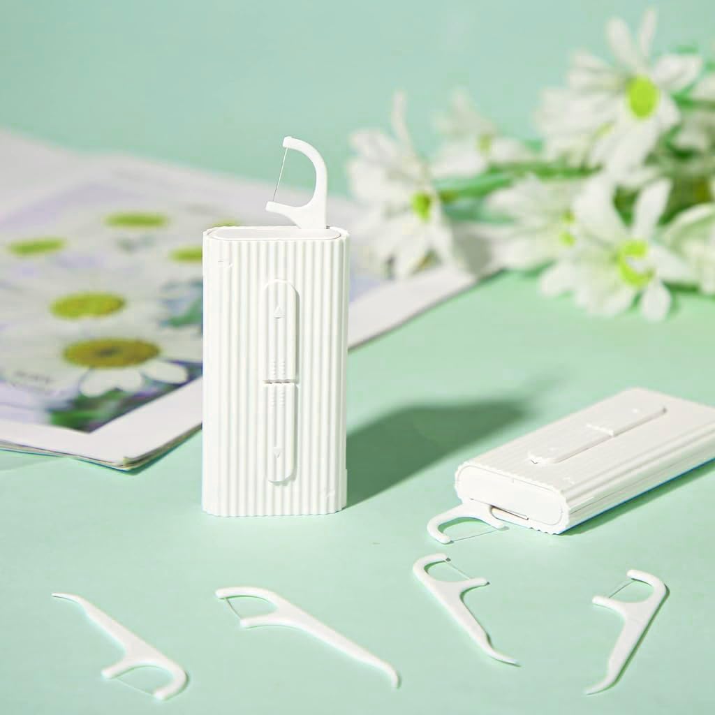 HANNEA HANNE 2Pcs Portable Dental Floss Boxes, Floss Pick Dispenser Refillable Floss Holder for Cleaning Teeth and Oral Care for Dating, Travel, Hotels