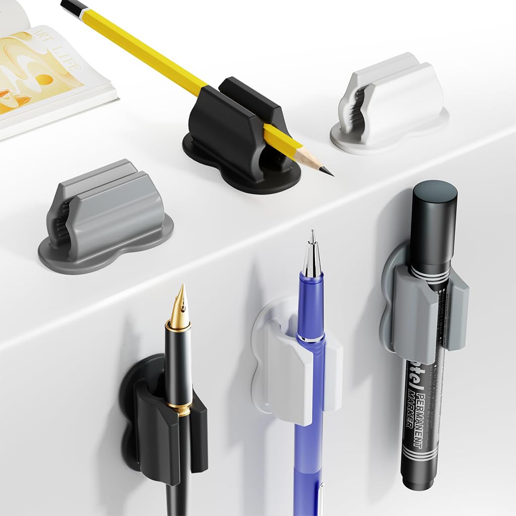 HASTHIP 3Pcs Silicone Pen Holder Self Adhesive Pen Holder Cable Organizer Cable Holder Anti-slip Silicone Cable Holder Organizer for Wall, Desk, Dry Erase Board