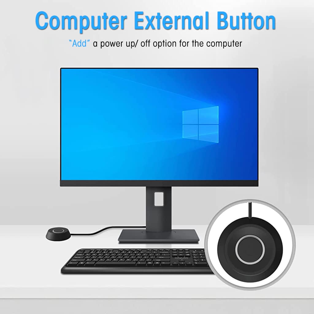 Verilux Desktop LED Computer Power Button PC Switch External Power Switch with with 2m Cables PC DIY Modification Self Adhesive External PC Power Button Switch Button