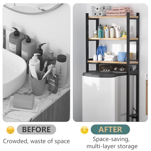 HASTHIP® 3 Layer Over The Washing Machine Storage Stand - Metal Bathroom Shelf DIY Assembly Organizer for Washer Dryer for Laundry Room Wash Basin Floor Stand Fits Most Machines
