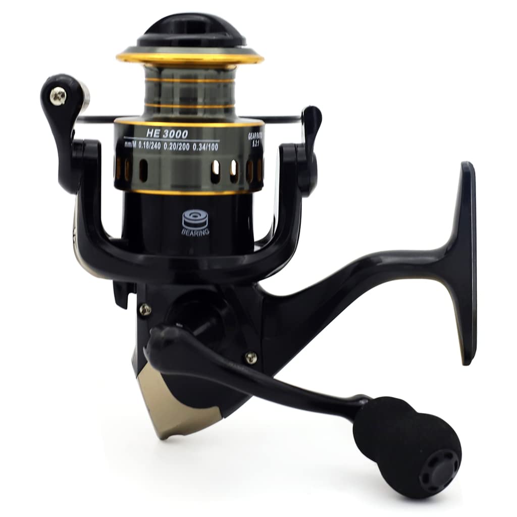 Proberos Spinning Fishing Reel Heavy Duty Metal Spinning Fishing Reel Left/Right Interchangeable Metal Shaft Handle Smooth 11BB 5.2: 1 Gear Ratio for Inshore Boat Rock Freshwater Sea Fishing