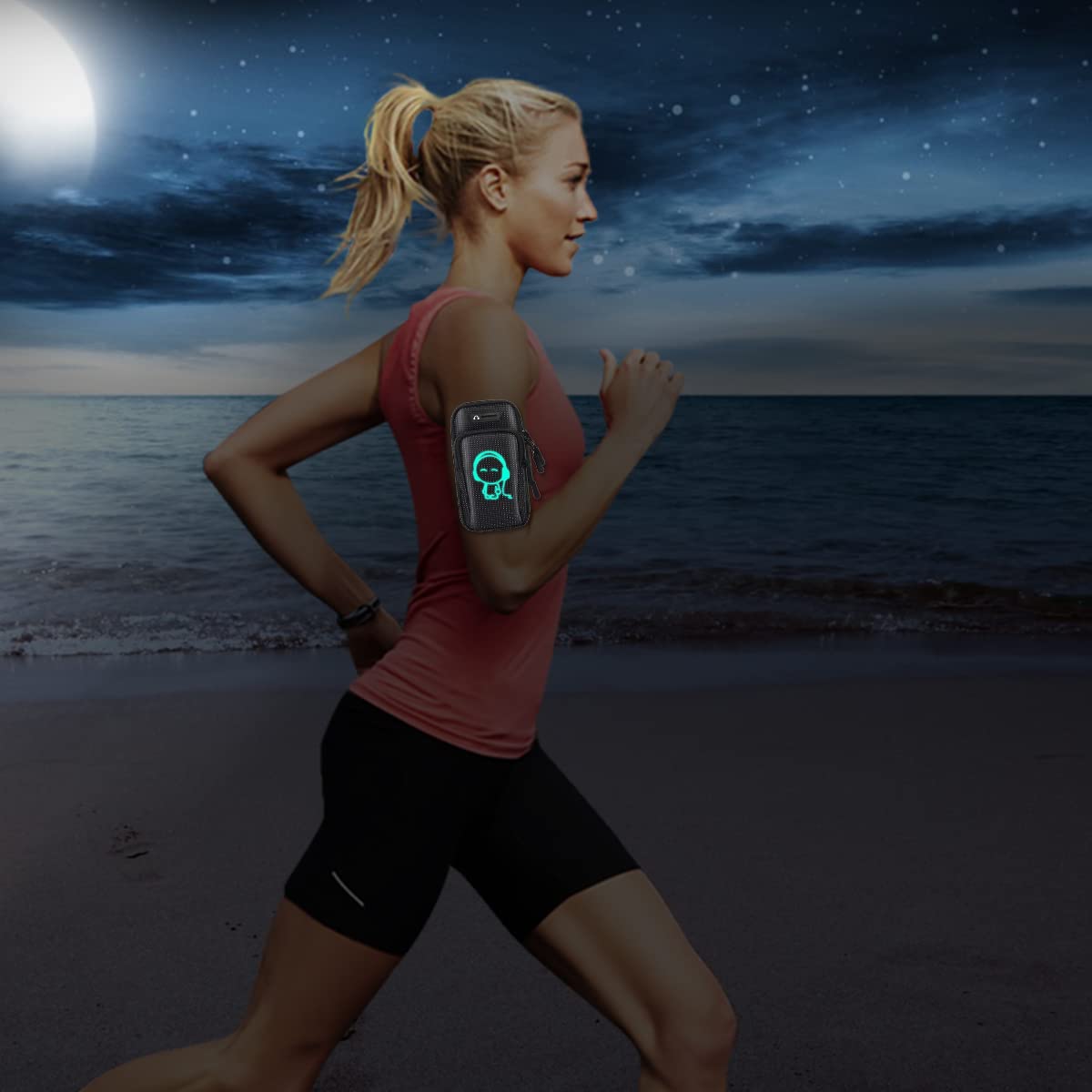 ZORBES Armband for Mobile Phone Running with Luminous, Waterproof Phone Holder for Running for iPhone 14 PRO MAX/13/12, Large Capacity Arm Band with Card Holder for Within 7in 's Mobile