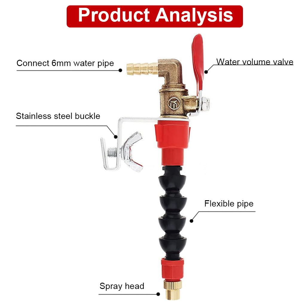 Serplex Mist Spray Nozzle Attachment for Angle Grinder, Flexible Water Sprayer Nozzle with Valve & Screw Fix Knob Water Mist Spray Cooling Nozzle for Cutting Machine