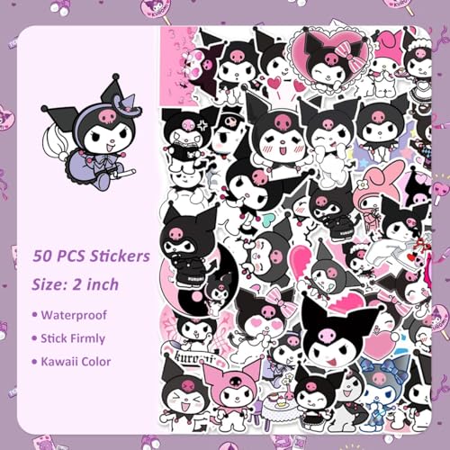 HASTHIP® 219PCS Kawaii Kuromi School Supplies Set Stationeries with Notebook Pencil Pouch Click Pens Card Holder Book Markers 50Pcs Stickers Note Girls Gift