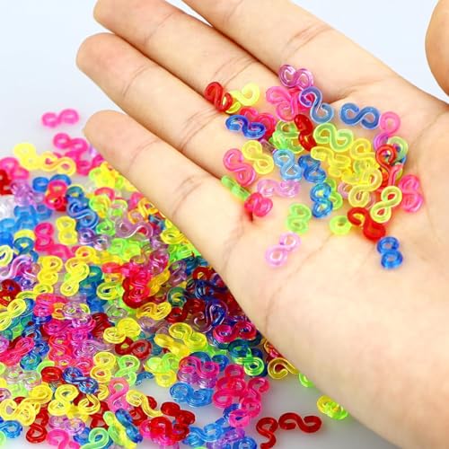 PATPAT 500 Pcs S Clips Rubber Bracelet Connector Hooks Boxed Kit for Loom Band Bracelet Making, Rubber Band Loom Kit, Great for Bracelet Making Kit, Educational Crafting for Kids & Adults