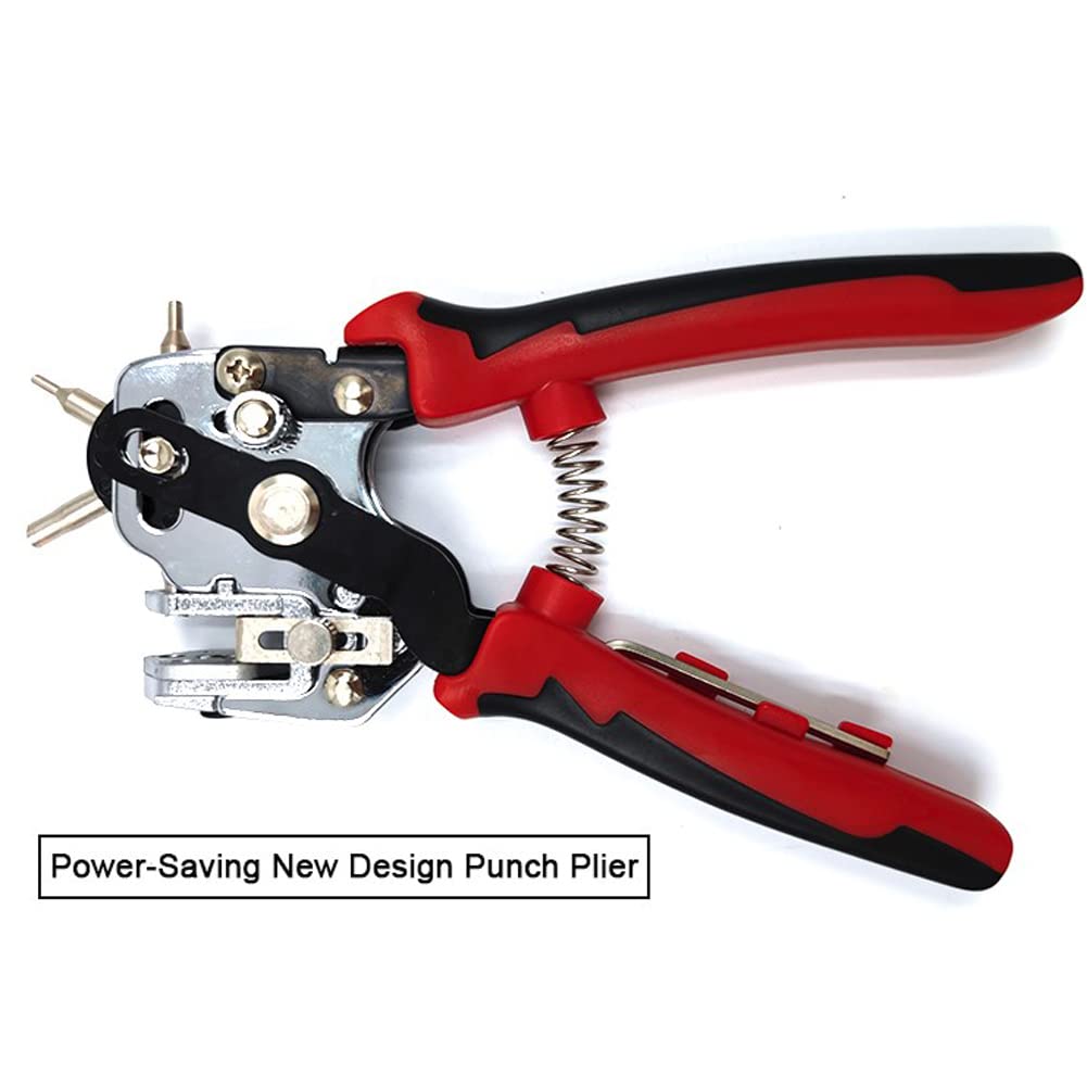 Serplex Leather Hole Punch Tools Belt Hole Puncher for Leather, with 6 Punch Bits Side Distance Adjustable Screw Hole Punch Leather Puncher Crafting, Belt, Dog Collars, Shoes, Fabric, DIY