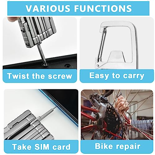 HASTHIP® Keychain Multi Tool 12 in 1 Folding Multipurpose with 6 Mini Screwdriver Bits Cutter SIM Card Ejector Bottle Opener Phone Holder Pocket Multitool 3PCS
