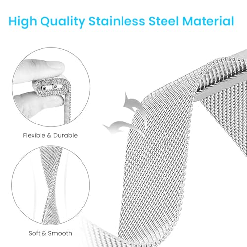 ZORBES Watch Strap for Samsung Galaxy Fit3 Men Women Deluxe Silver Magnetic Watch Strap Adjustable Magnetic Watch Strap for Samsung Galaxy Fit3, for 5.5