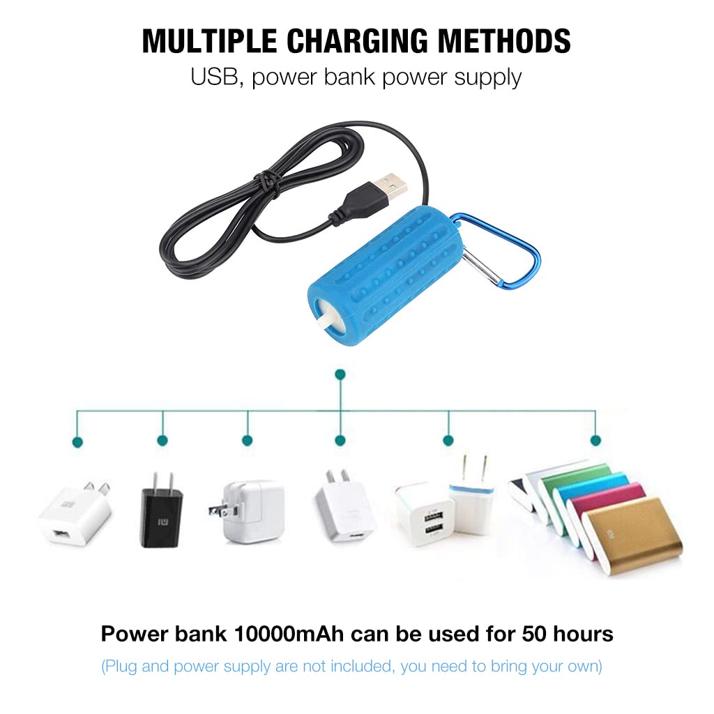 Qpets Quietest Portable Aquarium Air Pump - Air Stone and Hose Included - Low Power Usage - USB Air Pump - Air Pump for Aquarium - Aquarium Oxygen Pump